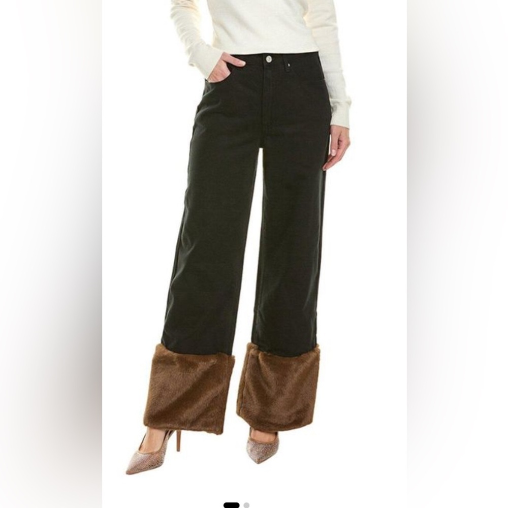 WeWoreWhat -Straight Leg Jeans with Faux Fur Cuffs